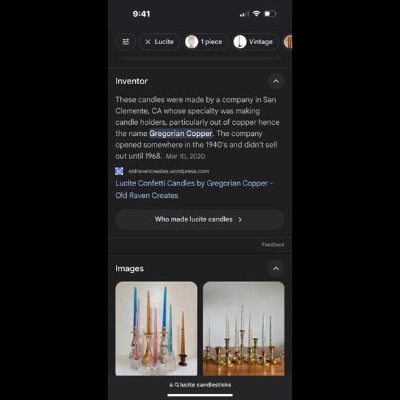 Vintage Gregorian Lucite Candlesticks With Copper Flakes Non-Burning Lucite - Picture 7 of 7